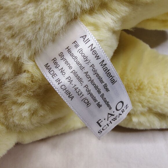 FAO Schwarz Yellow Plush Puppy Dog Labrador Bunny Ears Bowtie Stuffed Animal 12" - Picture 11 of 16
